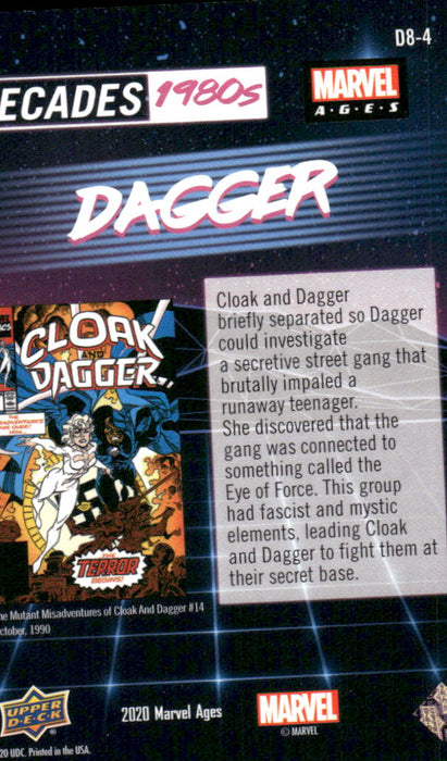 Dagger 2020 Upper Deck Marvel Ages Decades 1980s Back of Card