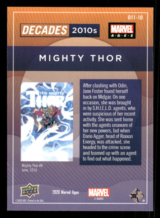 Mighty Thor 2020 Upper Deck Marvel Ages Decades 2010s Back of Card