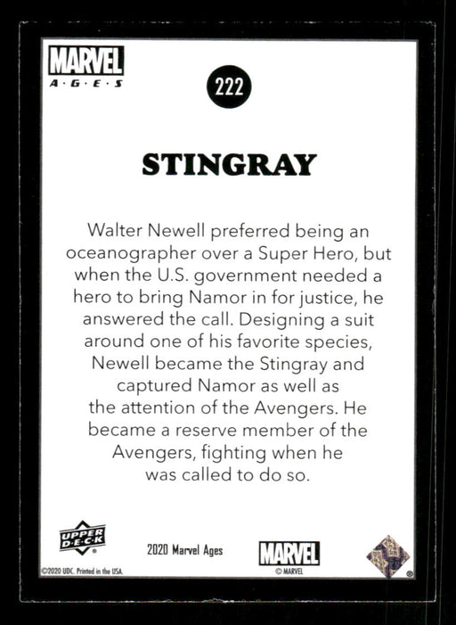 Stingray 2020 Upper Deck Marvel Ages Premium Foil High Series Back of Card