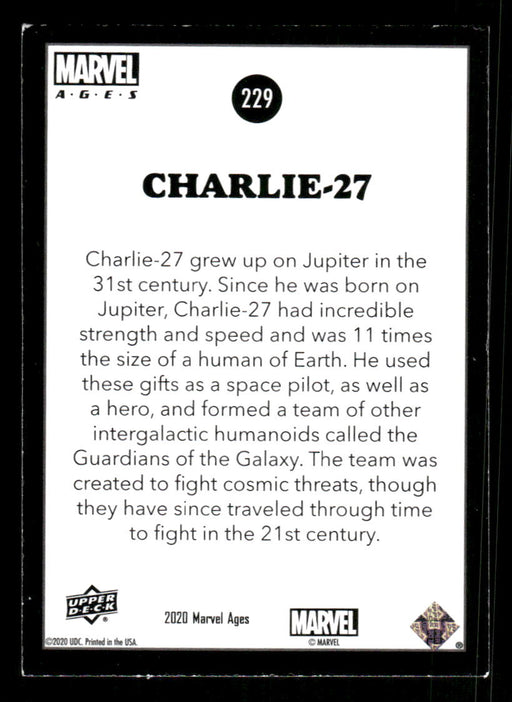 Charlie-27 2020 Upper Deck Marvel Ages Premium Foil High Series Back of Card