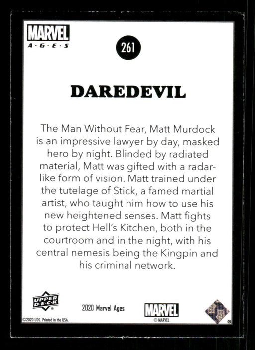 Daredevil 2020 Upper Deck Marvel Ages Premium Foil High Series Back of Card