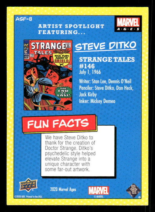 Strange Tales #146 2020 Upper Deck Marvel Ages Artist Spotlight Back of Card