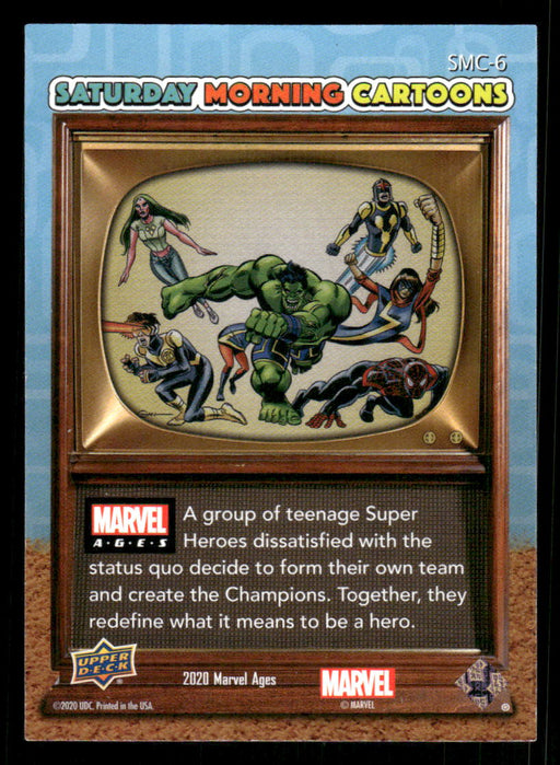 Champions 2020 Upper Deck Marvel Ages Saturday Morning Cartoons Back of Card