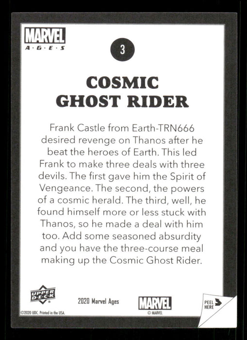 Cosmic Ghost Rider 2020 Upper Deck Marvel Ages Premium Stickers Back of Card