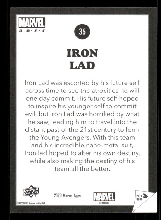 Iron Lad 2020 Upper Deck Marvel Ages Premium Stickers Back of Card