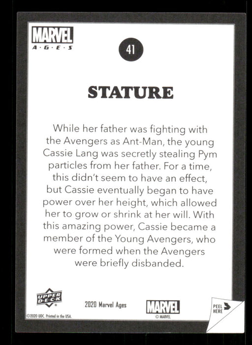 Stature 2020 Upper Deck Marvel Ages Premium Stickers Back of Card