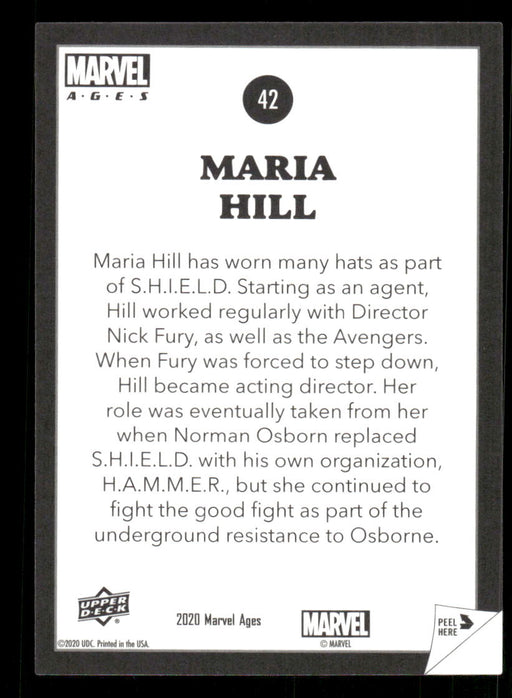 Maria Hill 2020 Upper Deck Marvel Ages Premium Stickers Back of Card