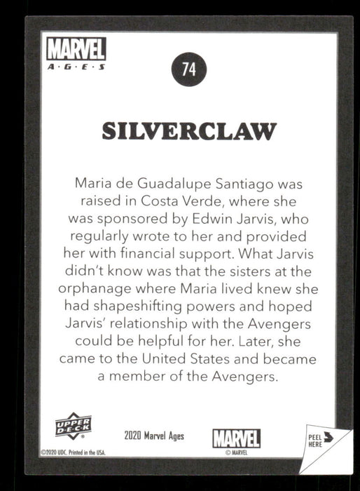 Silverclaw 2020 Upper Deck Marvel Ages Premium Stickers Back of Card