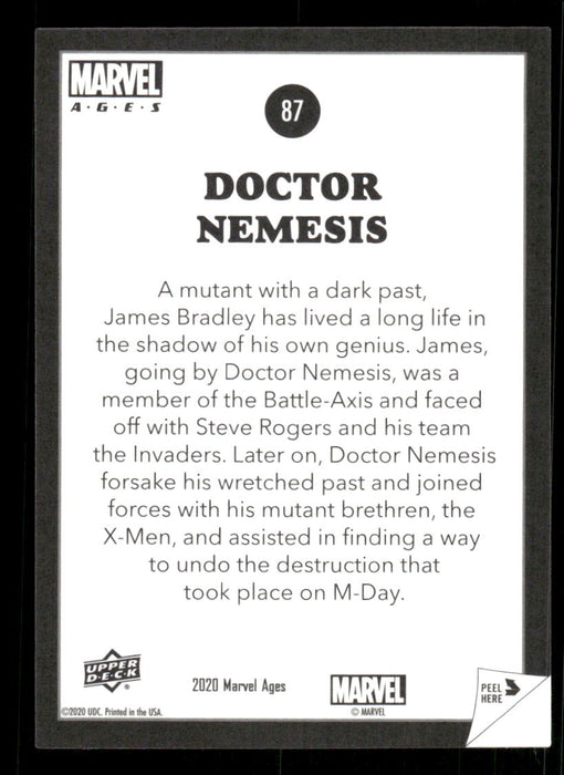 Doctor Nemesis 2020 Upper Deck Marvel Ages Premium Stickers Back of Card