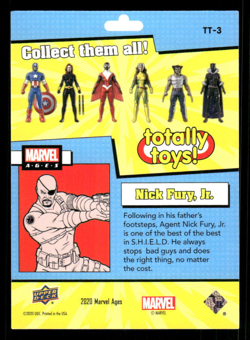 Nick Fury 2020 Upper Deck Marvel Ages Totally Toys Back of Card