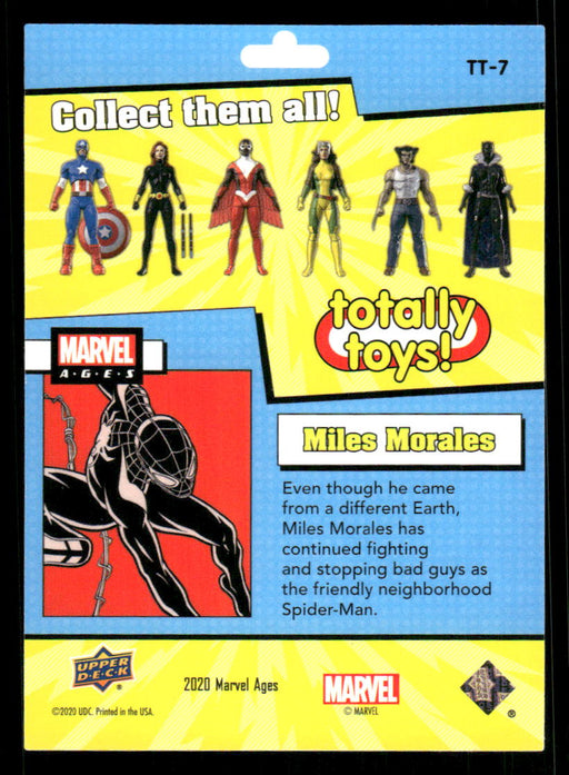 Miles Morales 2020 Upper Deck Marvel Ages Totally Toys Back of Card