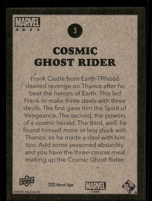 Cosmic Ghost Rider 2020 Upper Deck Marvel Ages Base Back of Card