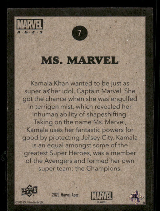 Ms. Marvel 2020 Upper Deck Marvel Ages Base Back of Card