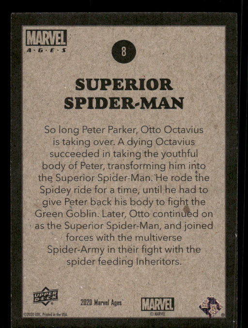 Superior Spider-Man 2020 Upper Deck Marvel Ages Base Back of Card