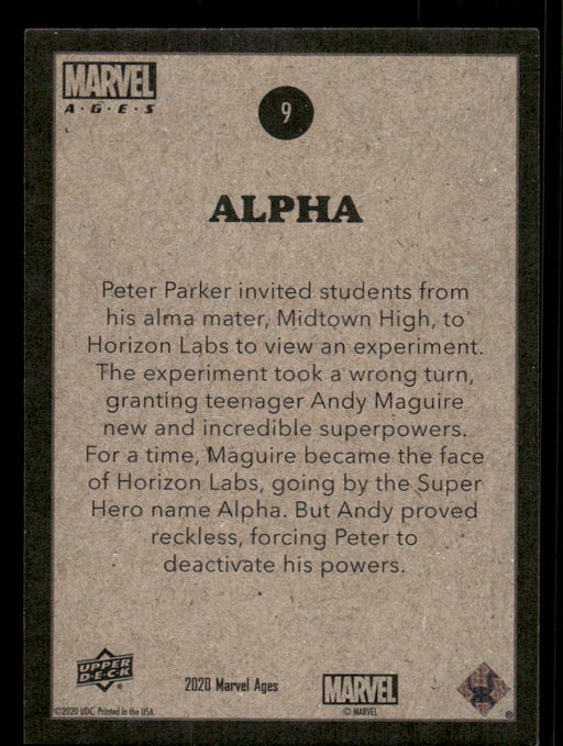 Alpha 2020 Upper Deck Marvel Ages Base Back of Card