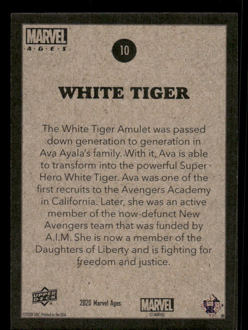 White Tiger 2020 Upper Deck Marvel Ages Base Back of Card