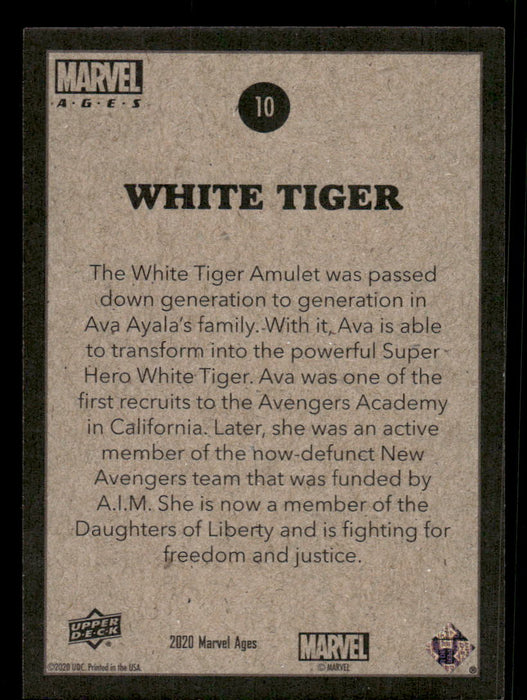 White Tiger 2020 Upper Deck Marvel Ages Base Back of Card