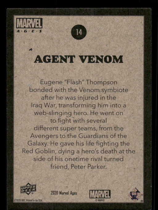 Agent Venom 2020 Upper Deck Marvel Ages Base Back of Card