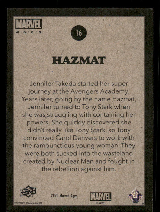 Hazmat 2020 Upper Deck Marvel Ages Base Back of Card