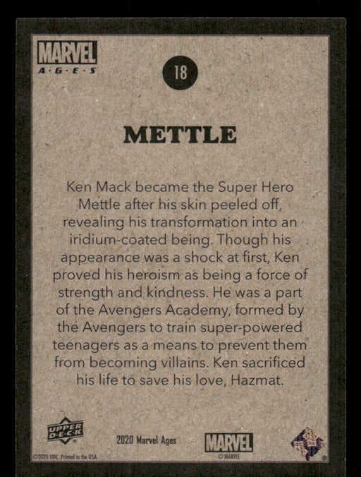 Mettle 2020 Upper Deck Marvel Ages Base Back of Card