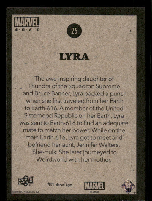 Lyra 2020 Upper Deck Marvel Ages Base Back of Card