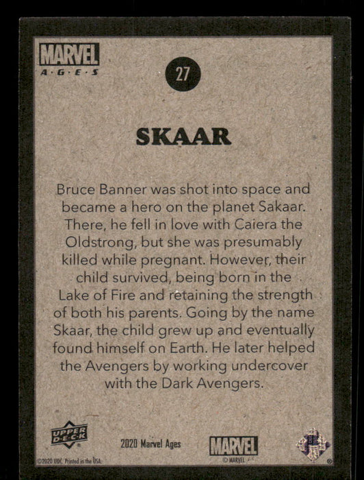 Skaar 2020 Upper Deck Marvel Ages Base Back of Card