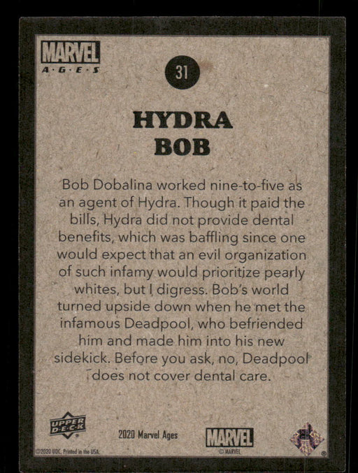 Hydra Bob 2020 Upper Deck Marvel Ages Base Back of Card