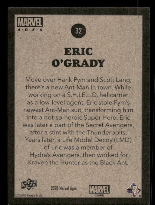 Eric O'Grady 2020 Upper Deck Marvel Ages Base Back of Card