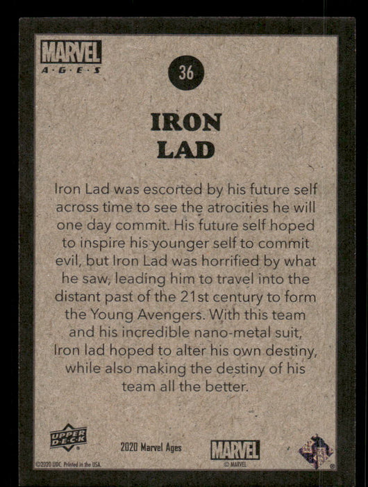 Iron Lad 2020 Upper Deck Marvel Ages Base Back of Card