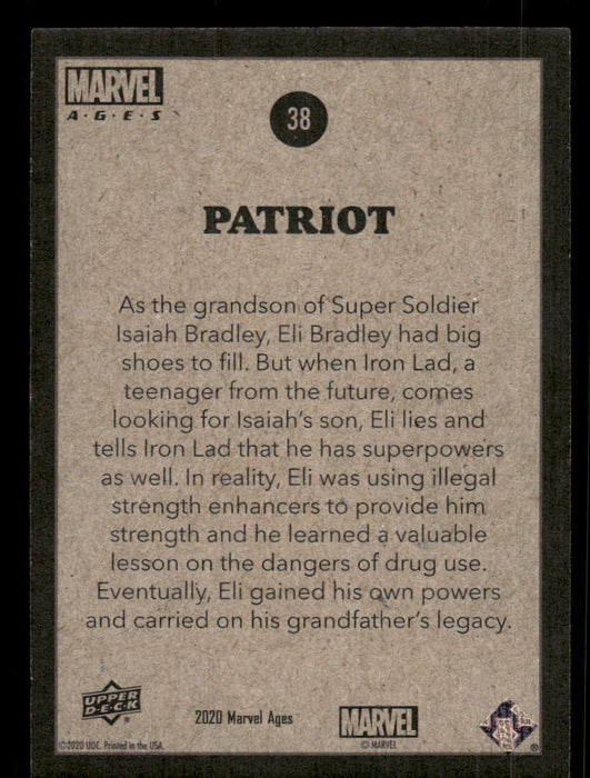 Patriot 2020 Upper Deck Marvel Ages Base Back of Card