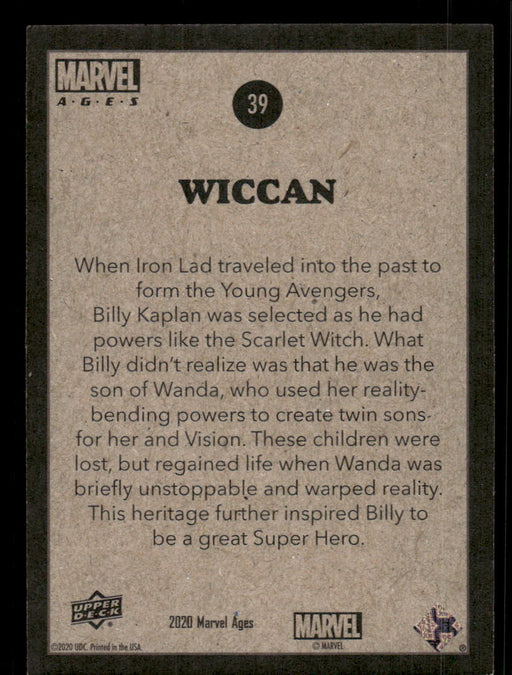 Wiccan 2020 Upper Deck Marvel Ages Base Back of Card