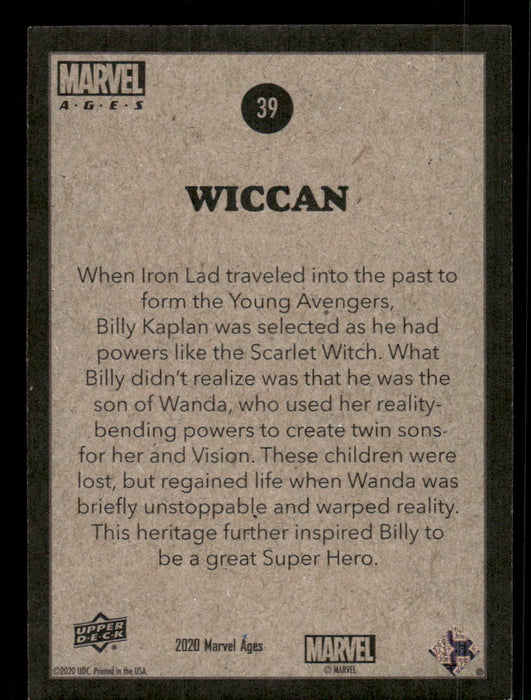 Wiccan 2020 Upper Deck Marvel Ages Base Back of Card
