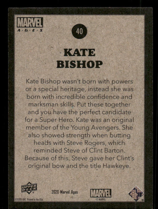 Kate Bishop 2020 Upper Deck Marvel Ages Base Back of Card