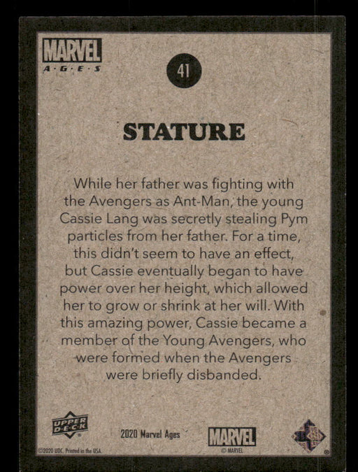 Stature 2020 Upper Deck Marvel Ages Base Back of Card