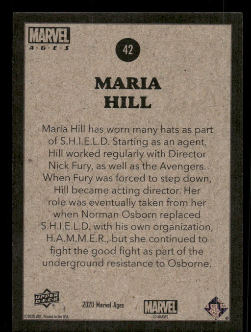 Maria Hill 2020 Upper Deck Marvel Ages Base Back of Card