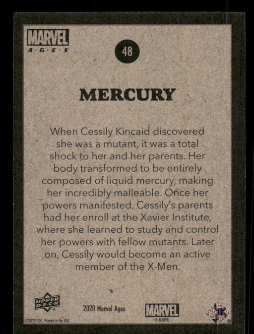 Mercury 2020 Upper Deck Marvel Ages Base Back of Card