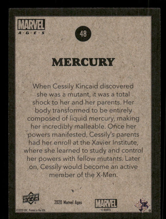 Mercury 2020 Upper Deck Marvel Ages Base Back of Card