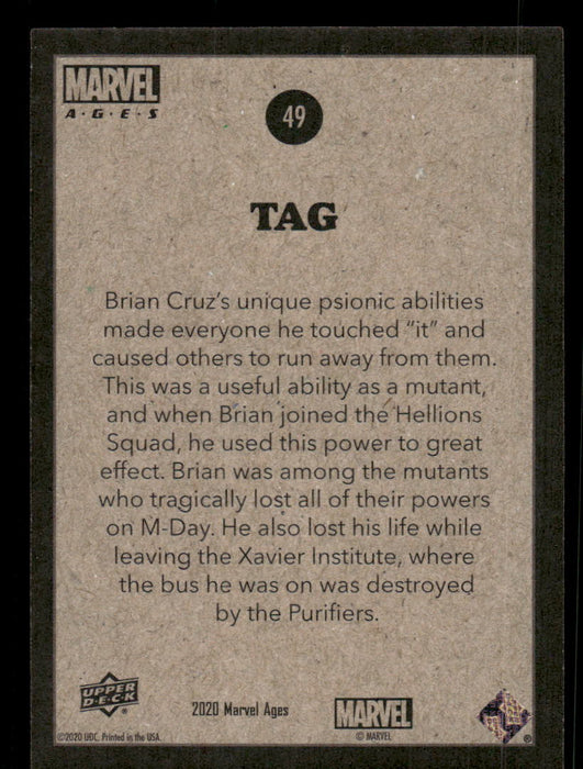 Tag 2020 Upper Deck Marvel Ages Base Back of Card