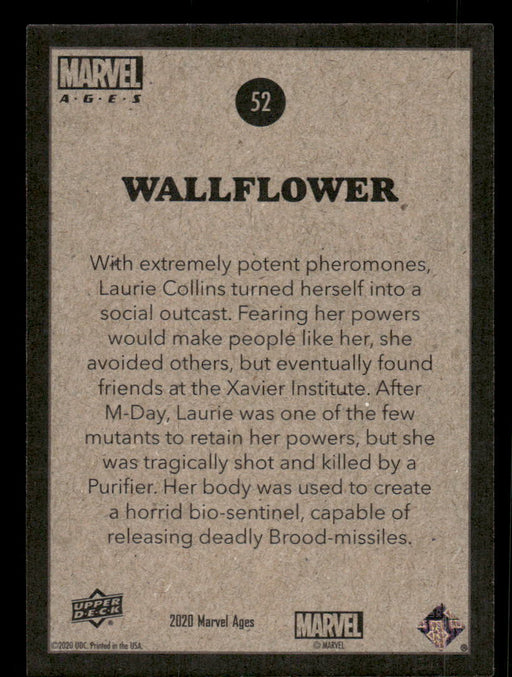Wallflower 2020 Upper Deck Marvel Ages Base Back of Card