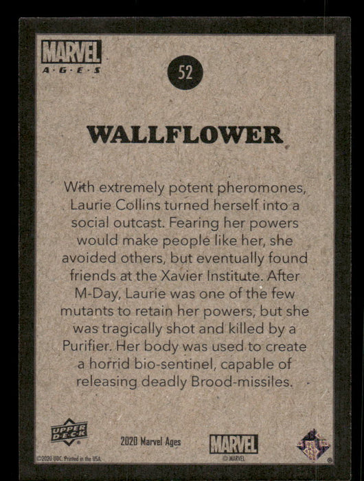 Wallflower 2020 Upper Deck Marvel Ages Base Back of Card