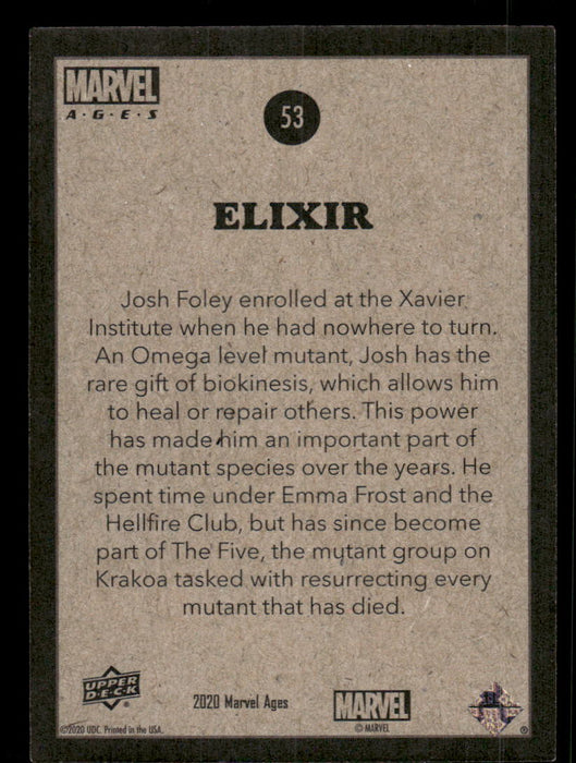 Elixir 2020 Upper Deck Marvel Ages Base Back of Card
