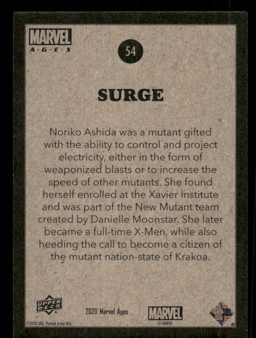 Surge 2020 Upper Deck Marvel Ages Base Back of Card