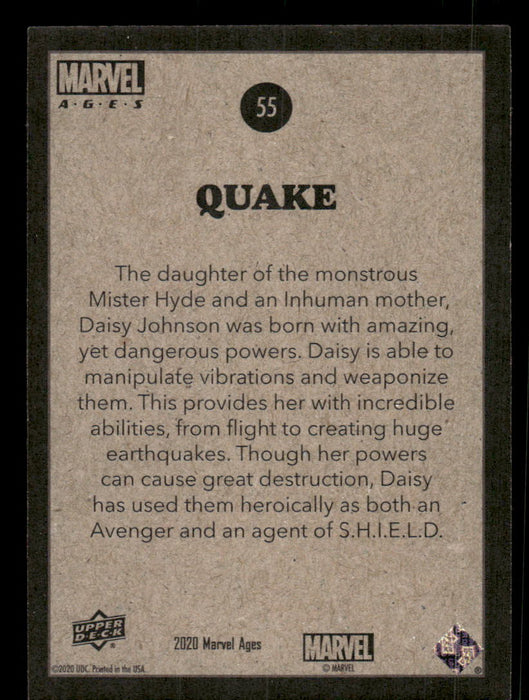 Quake 2020 Upper Deck Marvel Ages Base Back of Card