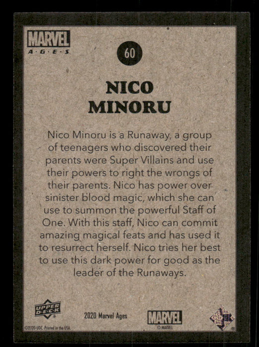 Nico Minoru 2020 Upper Deck Marvel Ages Base Back of Card