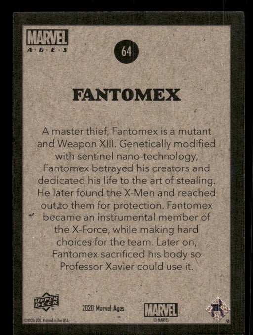 Fantomex 2020 Upper Deck Marvel Ages Base Back of Card