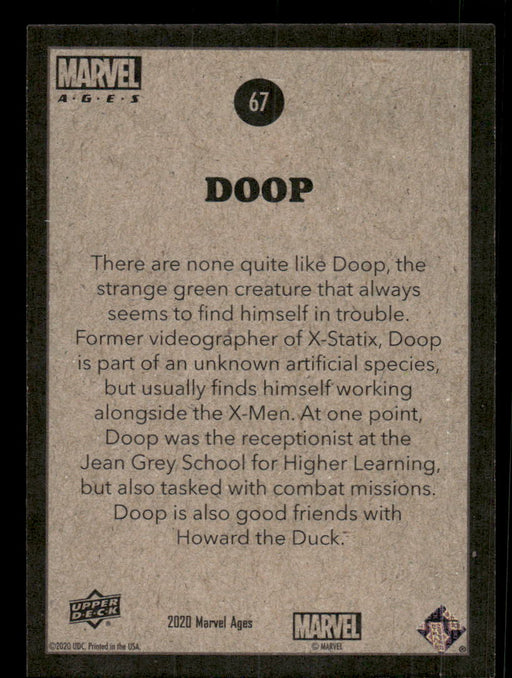 Doop 2020 Upper Deck Marvel Ages Base Back of Card