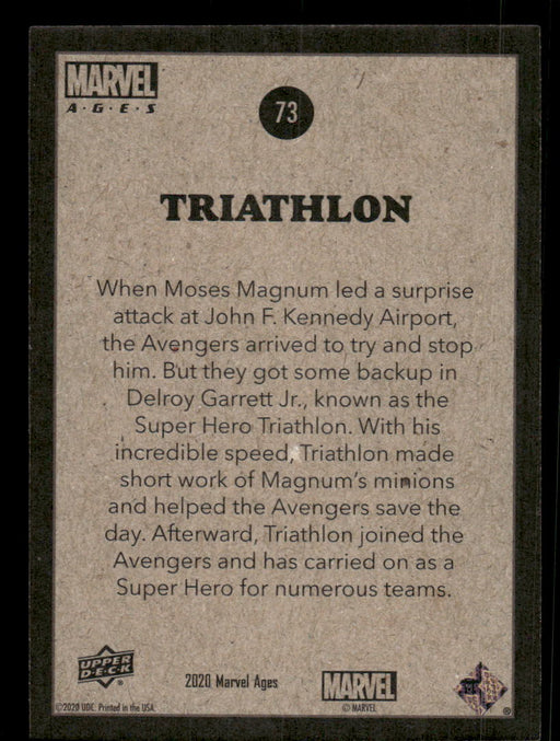 Triathlon 2020 Upper Deck Marvel Ages Base Back of Card