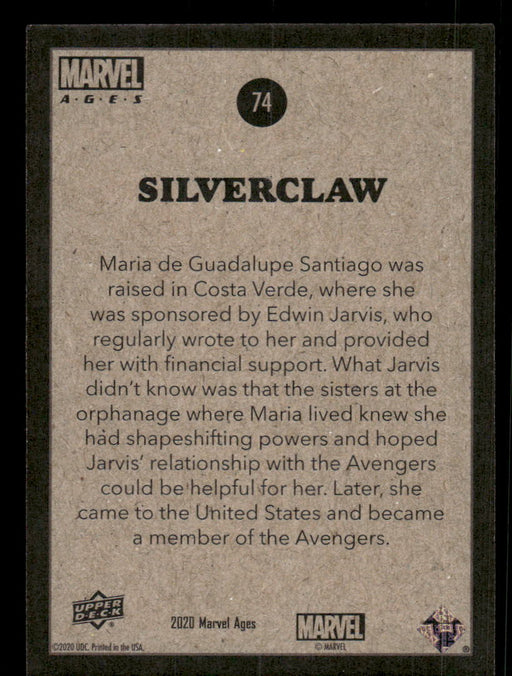 Silverclaw 2020 Upper Deck Marvel Ages Base Back of Card