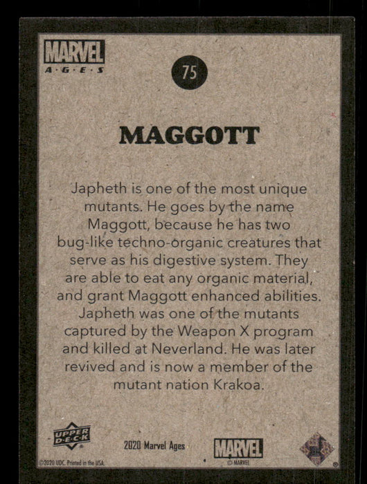 Maggott 2020 Upper Deck Marvel Ages Base Back of Card