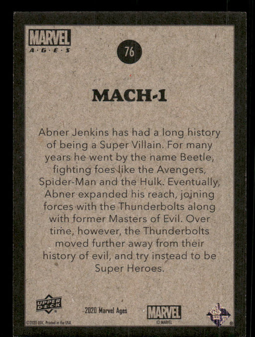 Mach-1 2020 Upper Deck Marvel Ages Base Back of Card